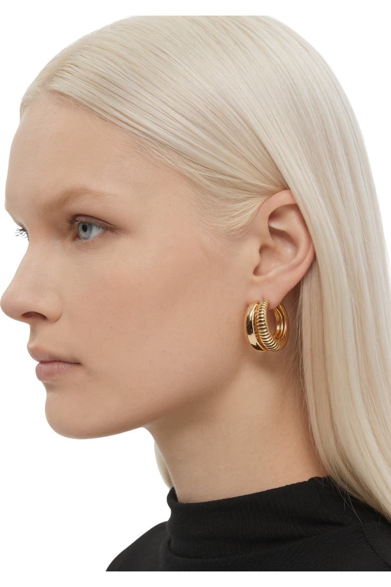 Aisha Clasp Hoops, Alternate, color, Gold
