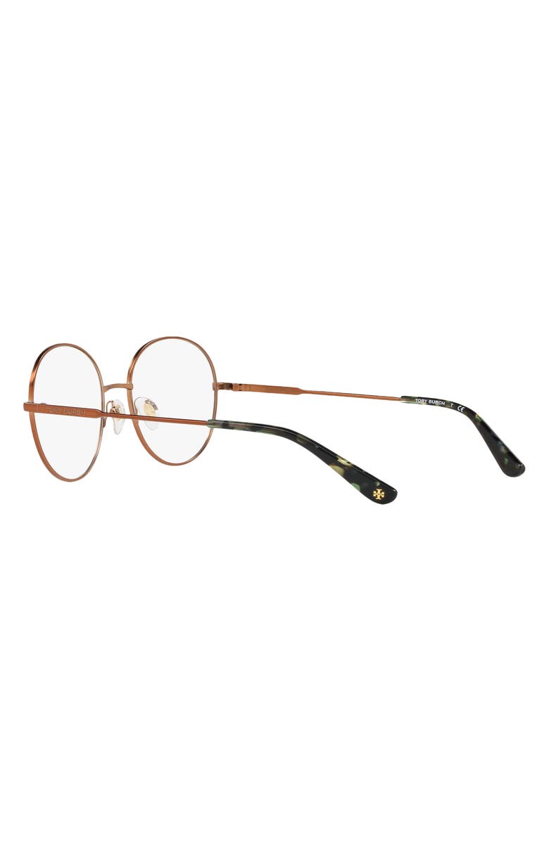 Tory Burch 51mm Round Optical Glasses, Alternate, color, Satin Bronze