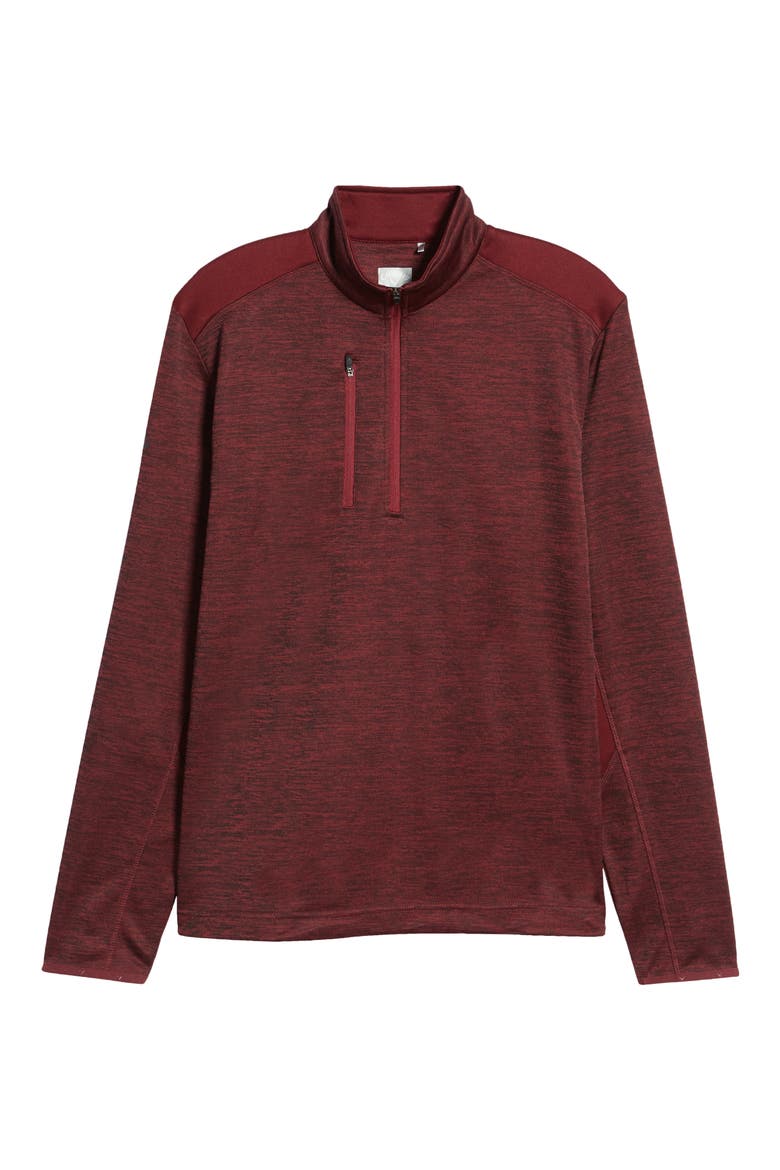 Swing Tech Dual Action Aquapel Water Repellent Men's Quarter Zip Pullover, Alternate, color, BURGUNDY HEATHER