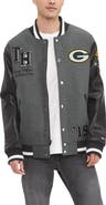 Tommy Hilfiger Men's Tommy Hilfiger  Heather Gray/Black Green Bay Packers Gunner Full-Zip Varsity Jacket