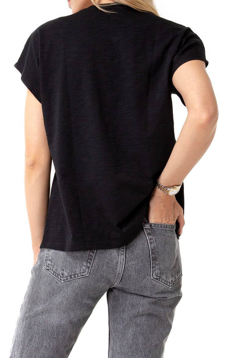 Handy Crossover Short Sleeve Cotton Maternity/Nursing Top, Alternate, color, BLACK