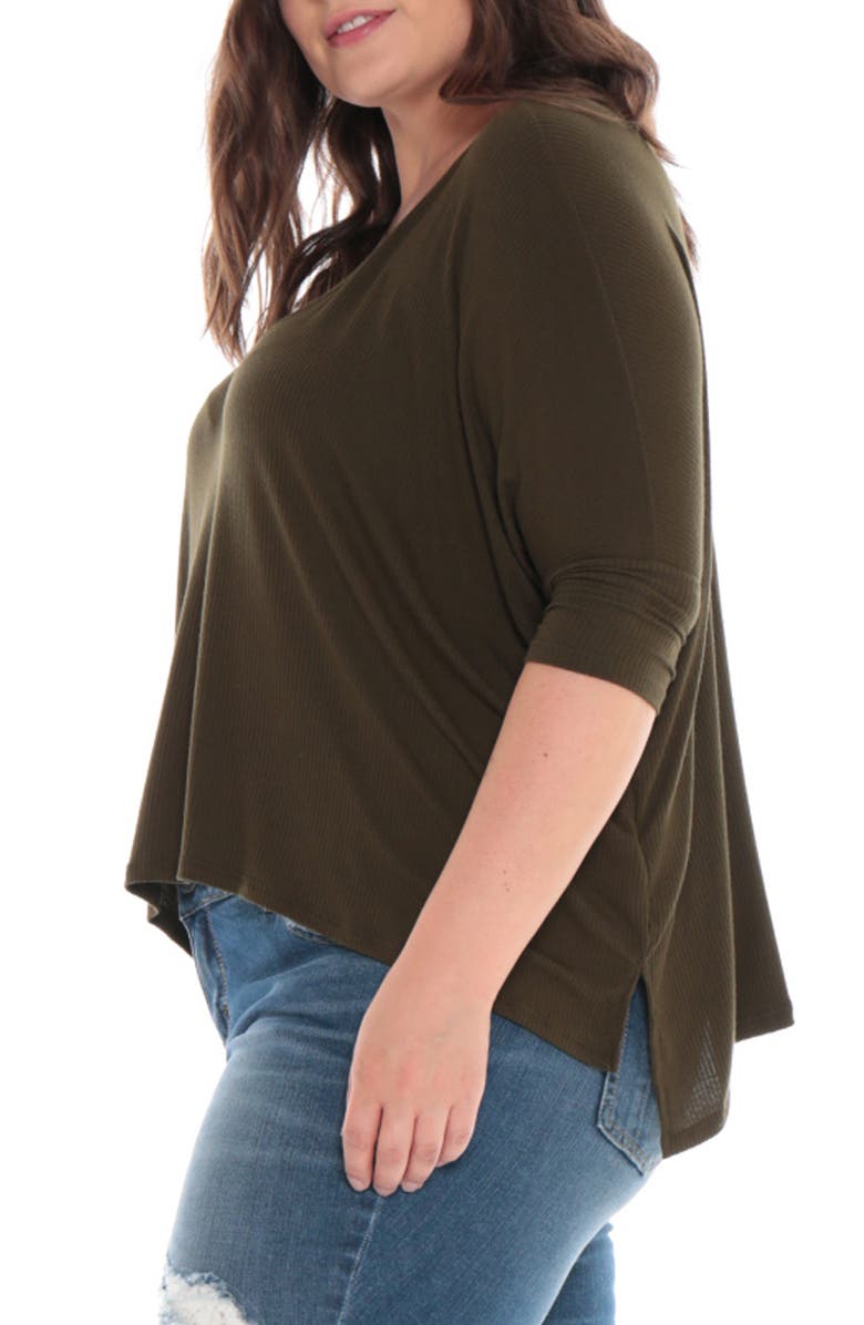 SLINK Jeans Ribbed V-Neck Top, Alternate, color, Dark Olive