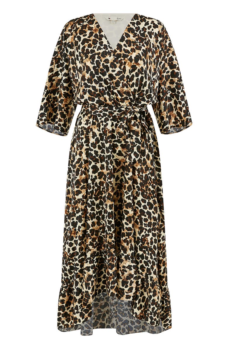 Yumi Leopard Print Kimono Sleeve Wrap Dress, Alternate, color, Brown