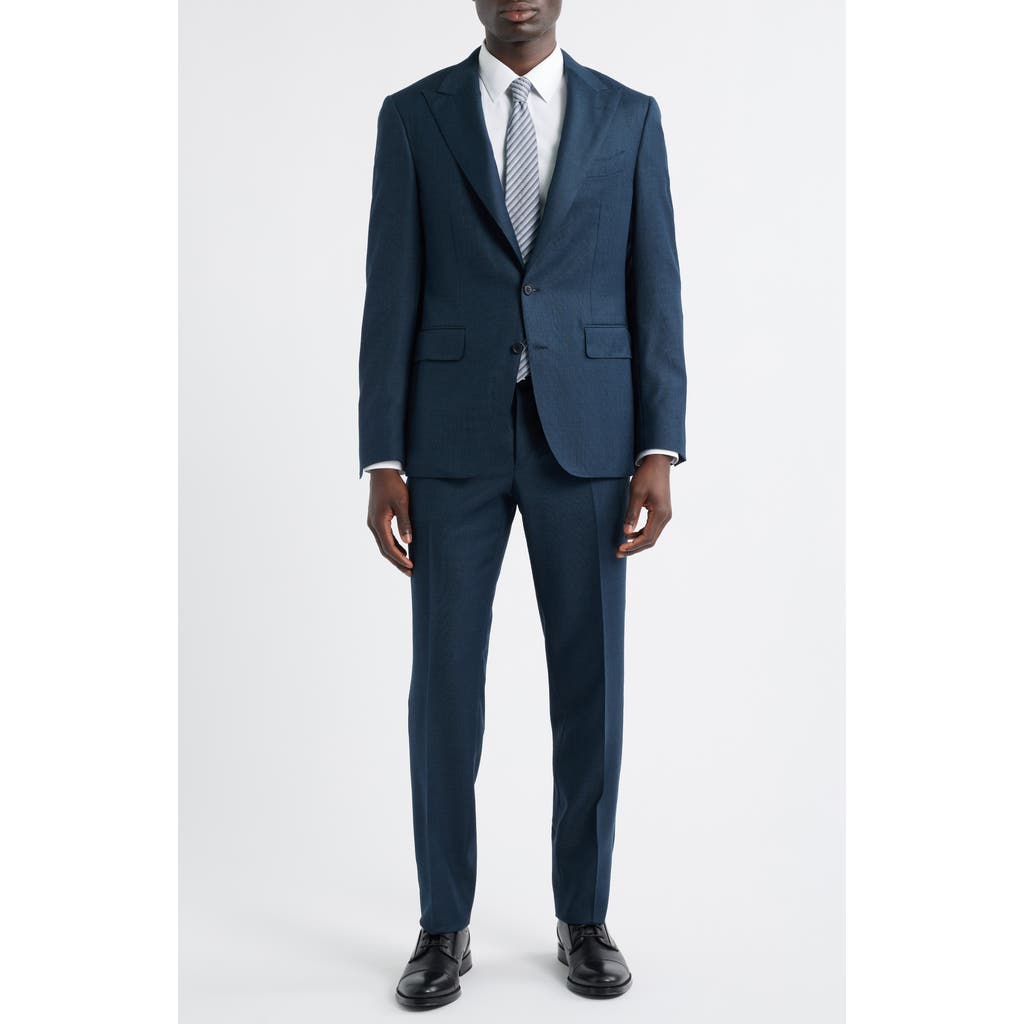 Canali Capri Trim Fit Peaked Lapel Dark Green Super 130s Wool Suit  product