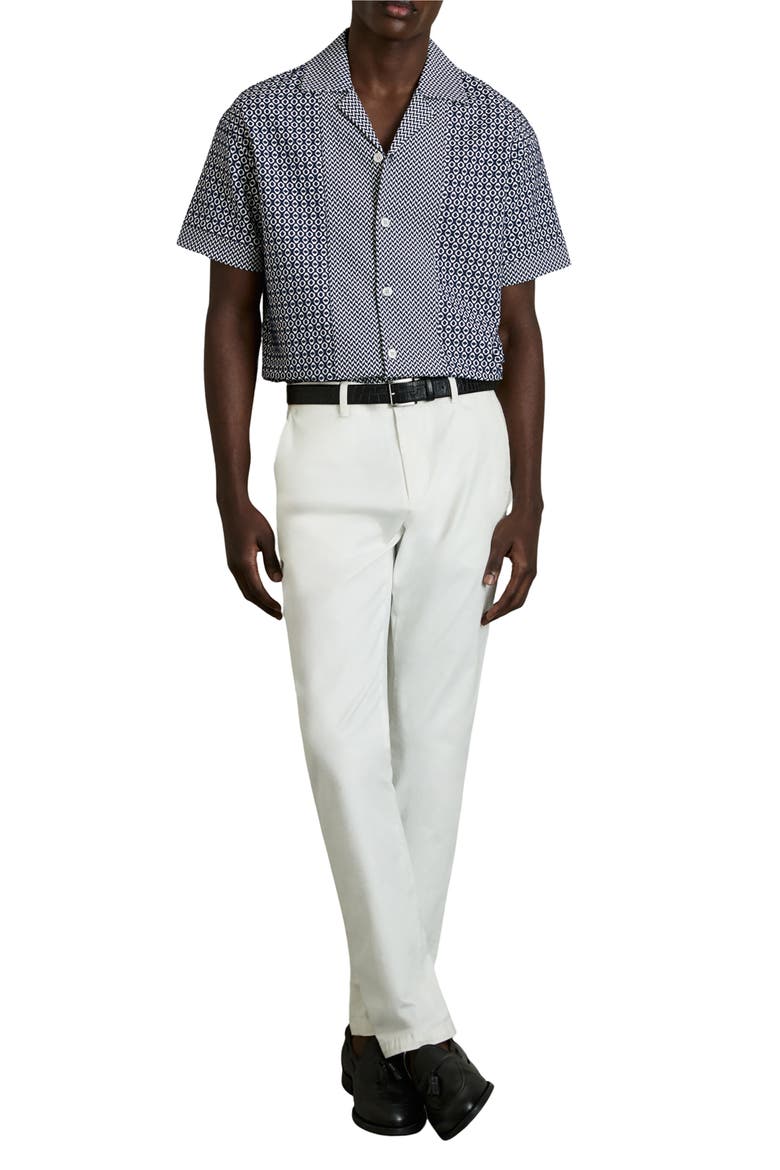 Matisse Geometric Jacquard Knit Camp Shirt, Alternate, color, NAVY/ WHITE