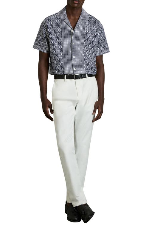 Reiss Mens Navy White Matisse Geometric-pattern Woven Shirt In Blue