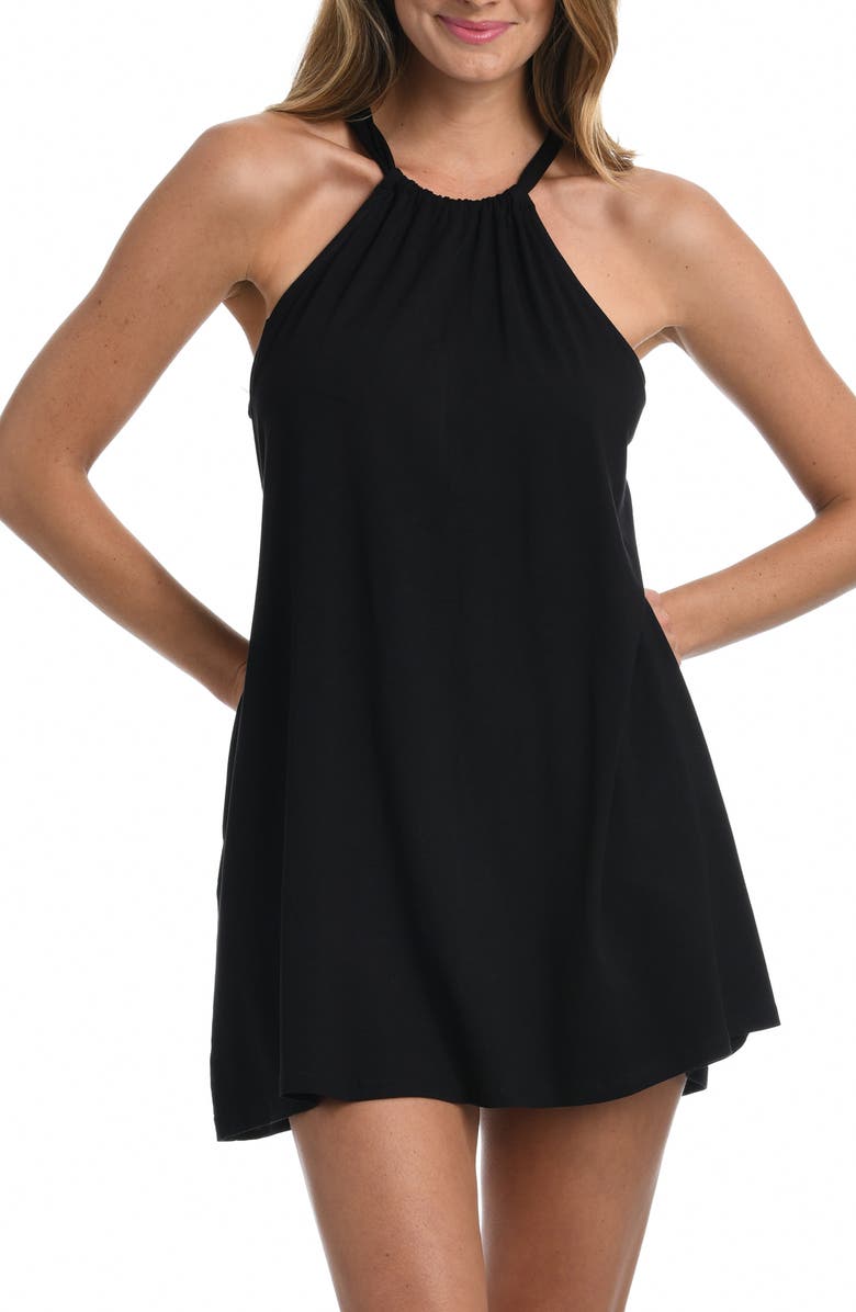 La Blanca Halter Neck Cover-Up Dress, Main, color, Black
