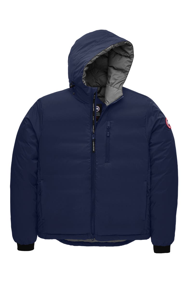 Lodge Packable Windproof 750 Fill Power Down Hooded Jacket, Alternate, color, ATLANTIC NAVY