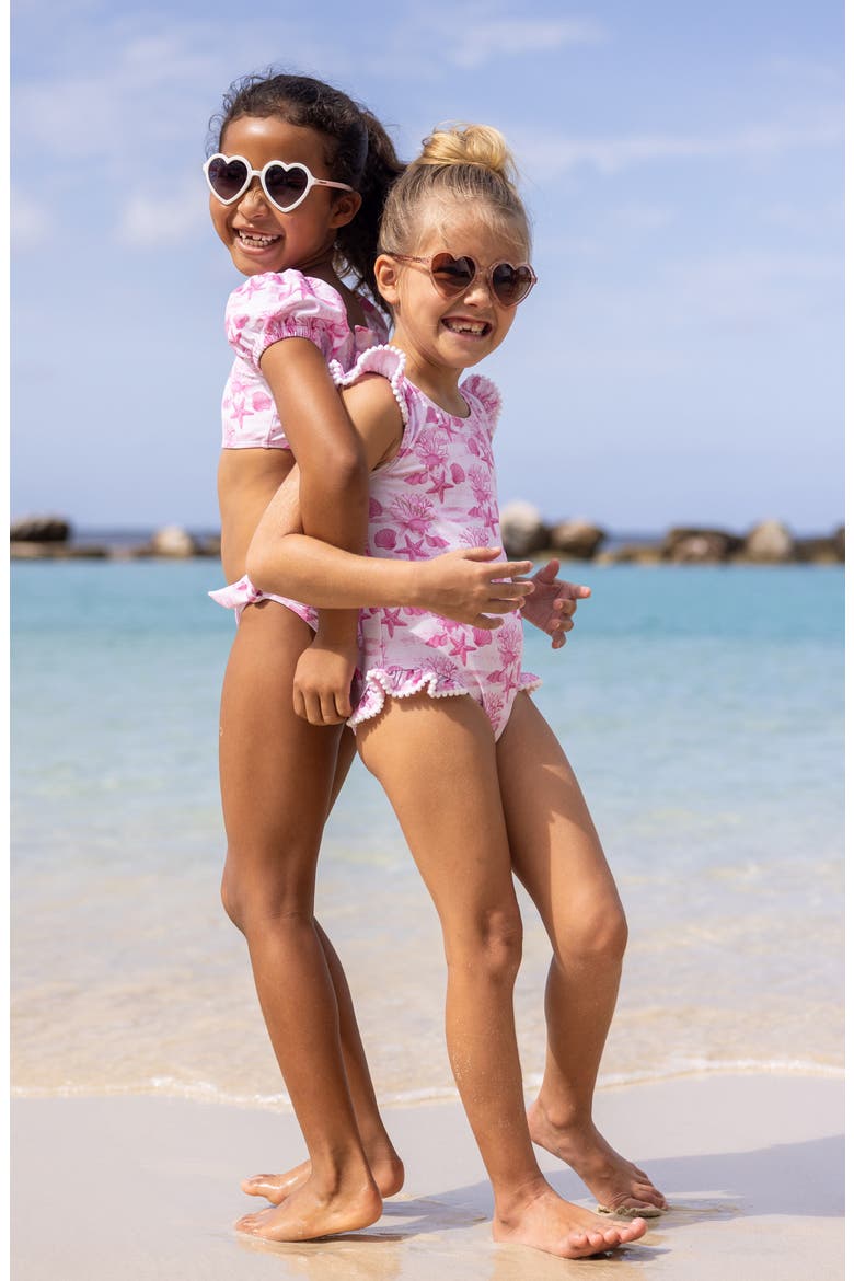 Pink Lagoon Ruffle One-Piece Swimsuit, Alternate, color, PINK