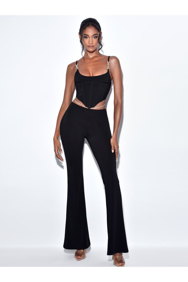 Tristyn Crystal Strap Corset Top, Alternate, color, Black