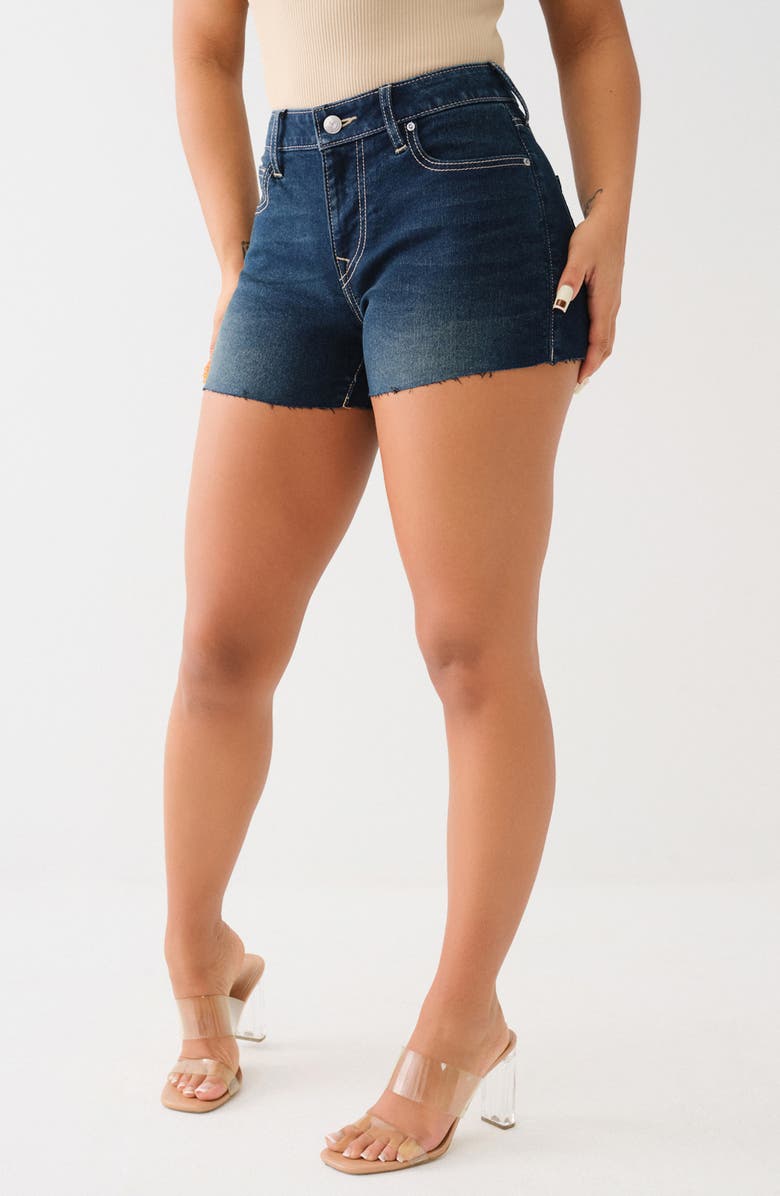 True Religion Jennie Raw Hem Shorts, Alternate, color, 