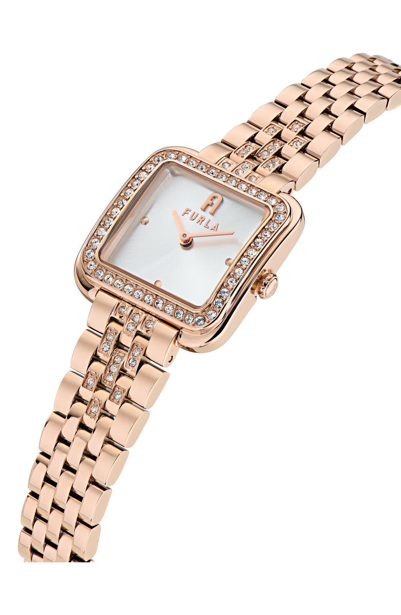 Furla Heritage Crystal Square Rose Gold Tone Bracelet Watch, 27.5mm, Alternate, color, Rose Gold-Tone