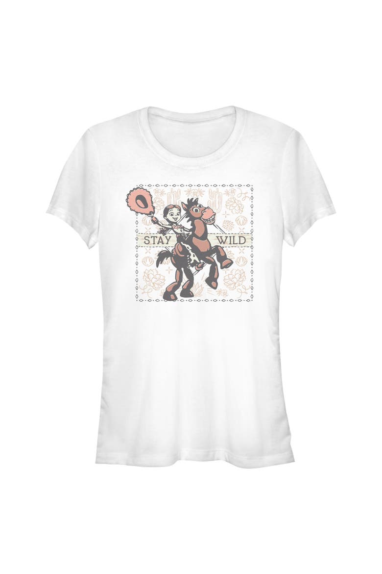 Junior's Toy Story 5 Stay Wild Jessie And Bullseye  Graphic T-Shirt, Main, color, White