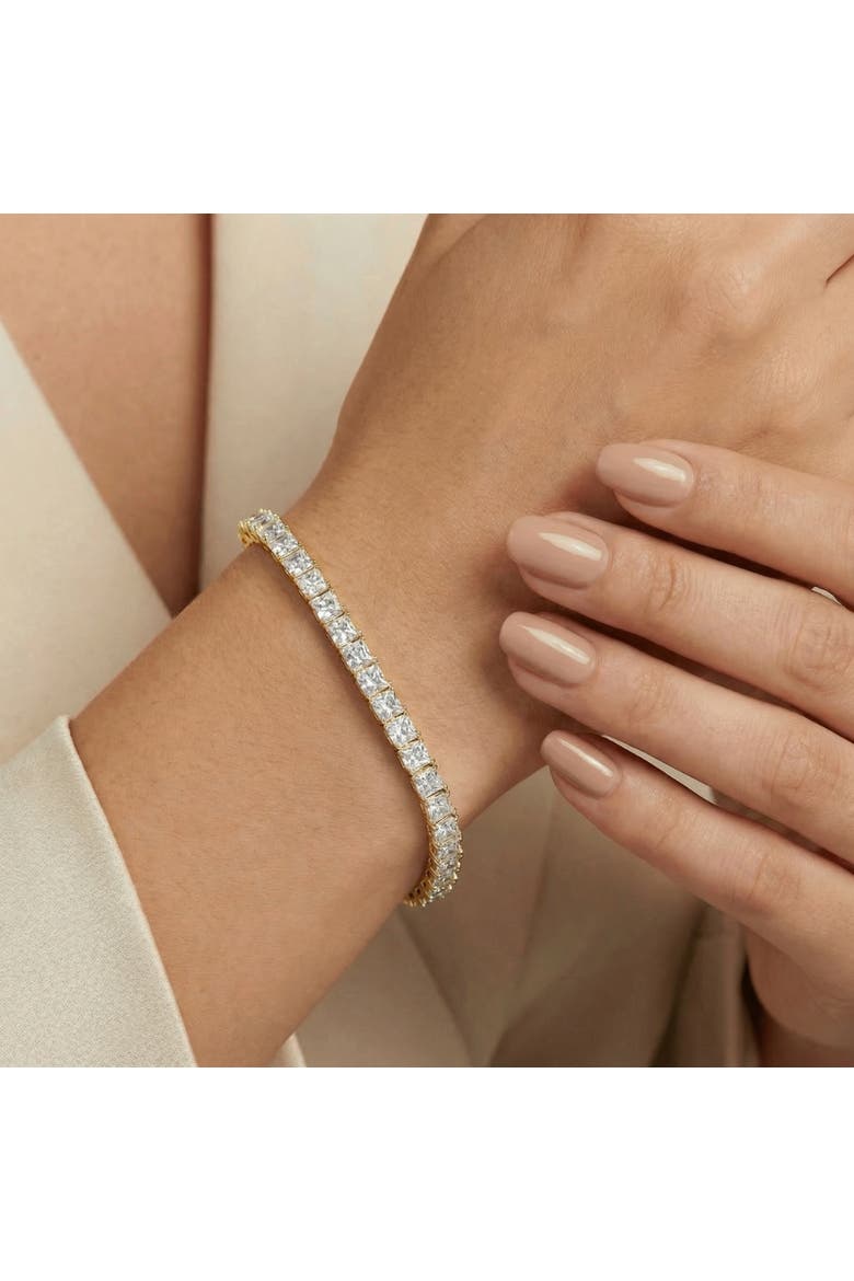 16.30Ct Princess Cut Diamond 7" Tennis Bracelet 14k Gold Lab Grown, Alternate, color, 14k Yellow Gold