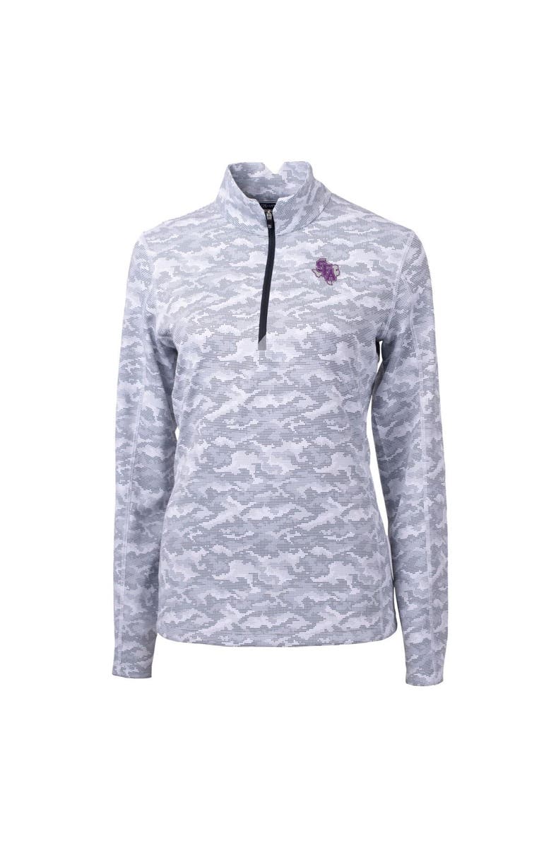 Cutter & Buck Women's Cutter & Buck Charcoal Stephen F Austin Lumberjacks Traverse Camo Quarter-Zip Pullover Top, Alternate, color, 