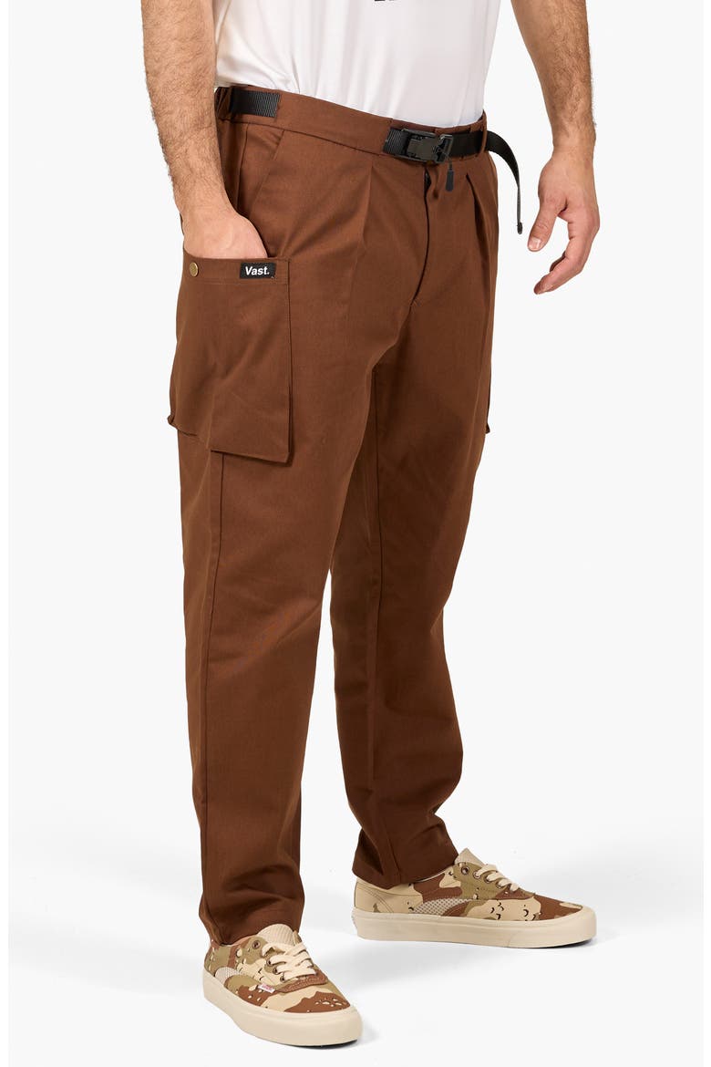 Belted Twill Cargo Pants, Alternate, color, DARK BROWN