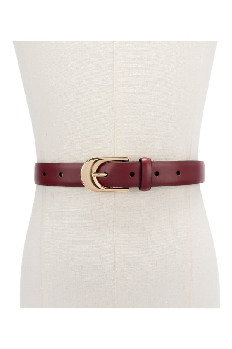 25mm Leather Slide Buckle Belt, Alternate, color, RHUBARB JAM