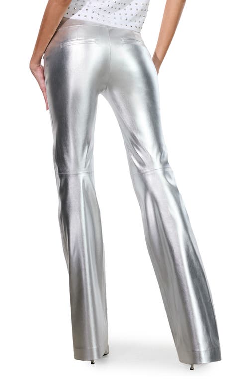 Alice And Olivia Alice + Olivia Olivia Faux Leather Flare Pants In Silver