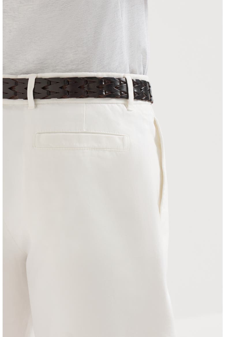 Garment-dyed Bermuda shorts in twisted cotton gabardine, Alternate, color, White