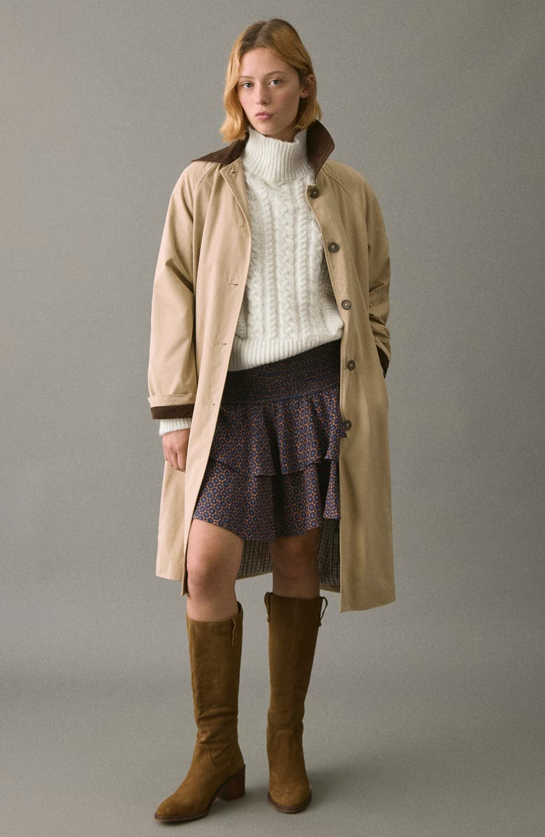 MANGO TEEN Smocked Waist Tiered Ruffle Skirt, Alternate, color, Navy