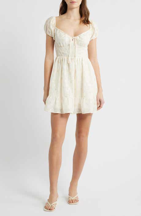 All in Favor Embroidered Sweetheart Neck Minidress