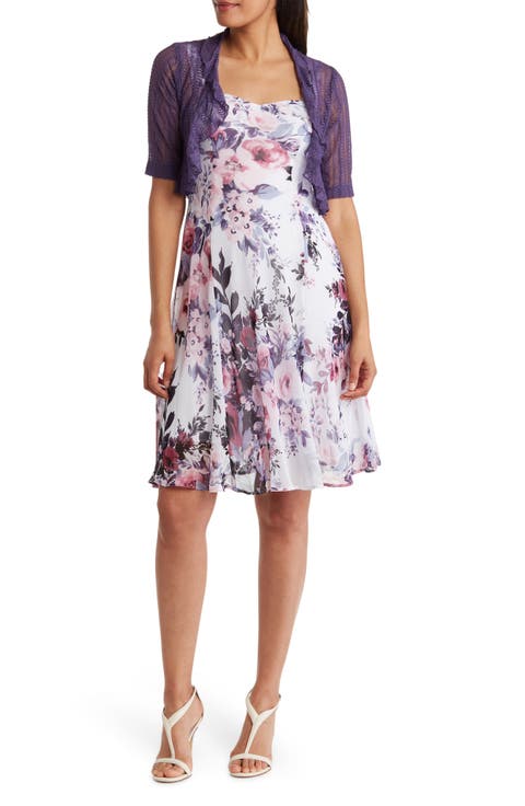 Chiffon Dress & Ruffle Jacket Set