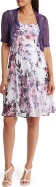 Connected Apparel Chiffon Dress & Ruffle Jacket Set