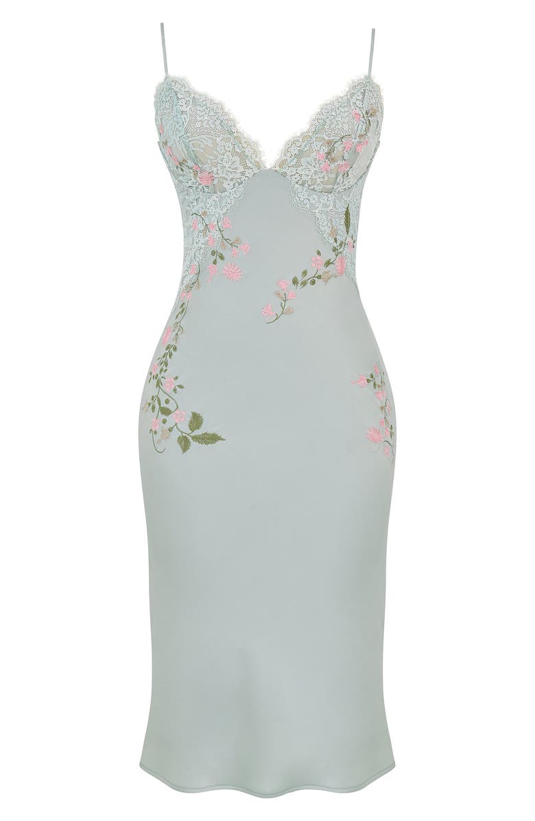 HOUSE OF CB Fallon Lace Satin Slipdress, Alternate, color, Light Jade