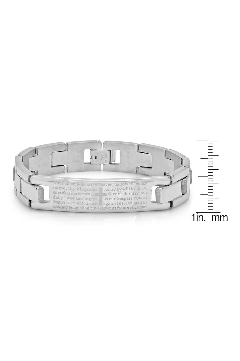 Stainless Steel Lord's Prayer Link Bracelet, Alternate, color, METALLIC