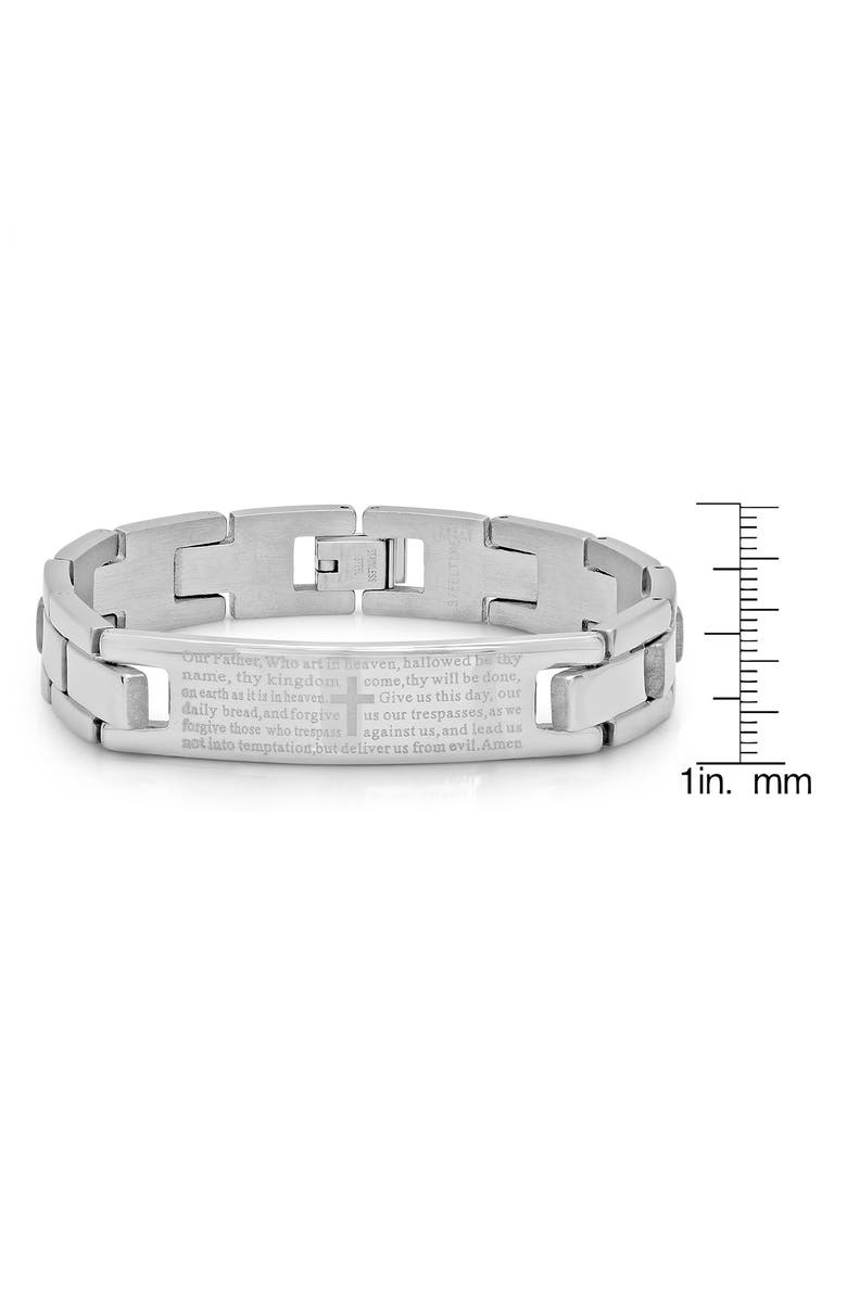 HMY JEWELRY Stainless Steel Lord's Prayer Link Bracelet, Alternate, color, 