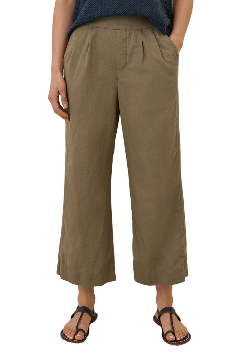 Canopy Linen Pleated Trouser Made with Organic Cotton, Alternate, color, Khaki Green