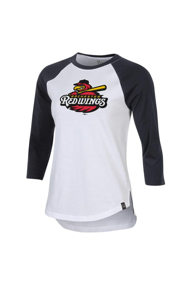 Under Armour Women's Under Armour Black/White Rochester Red Wings Three-Quarter Sleeve Performance Baseball T-Shirt, Alternate, color, Black