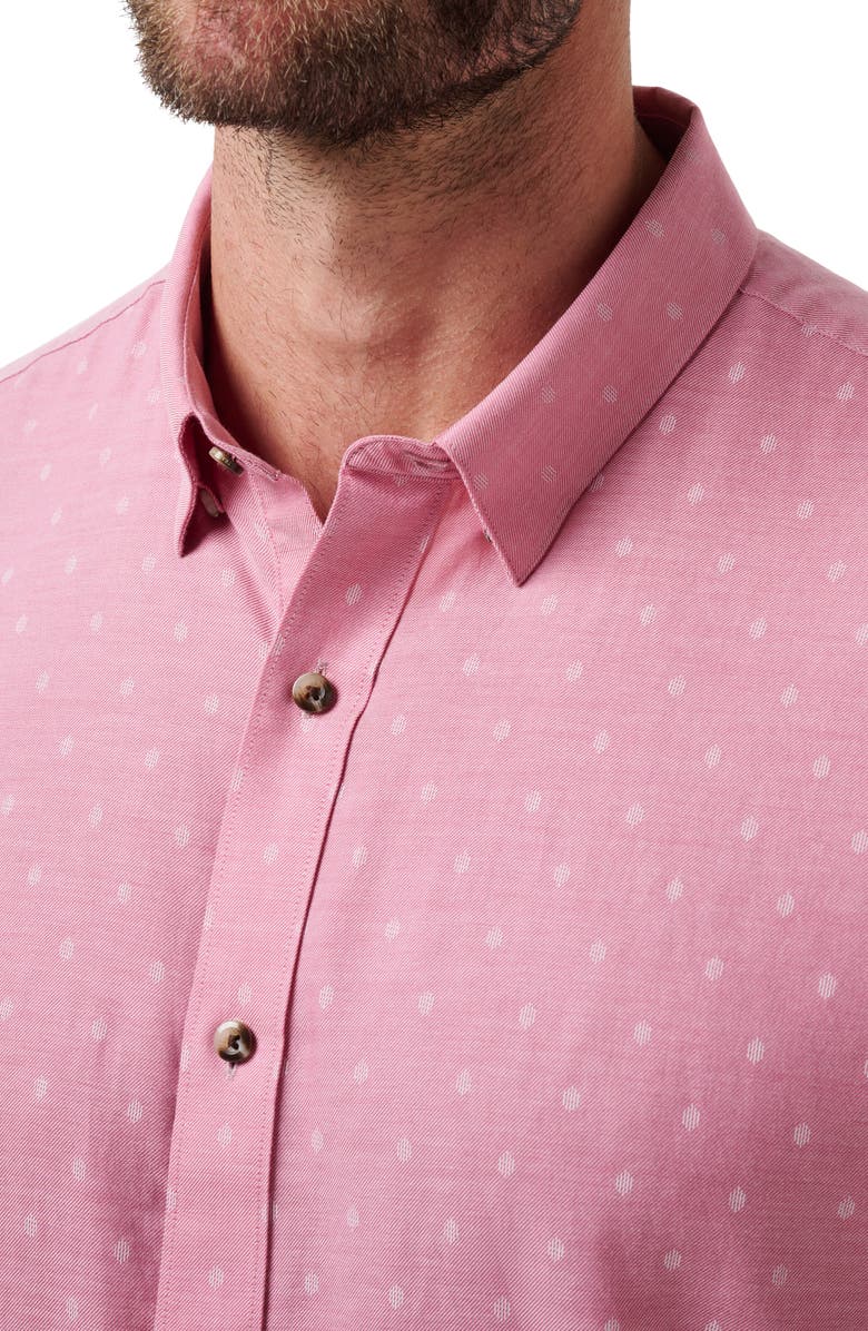 TravisMathew Early Check In Cotton Button-Up Shirt, Alternate, color, Heather Rose Wine