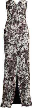 SHO by Tadashi Shoji Textured Floral Strapless Gown