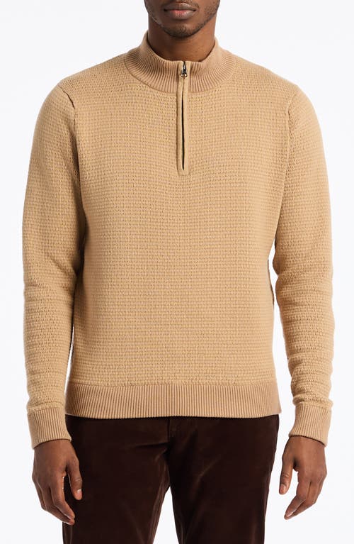 Robert Graham Walton Cotton & Silk Quarter Zip Sweater In Brown
