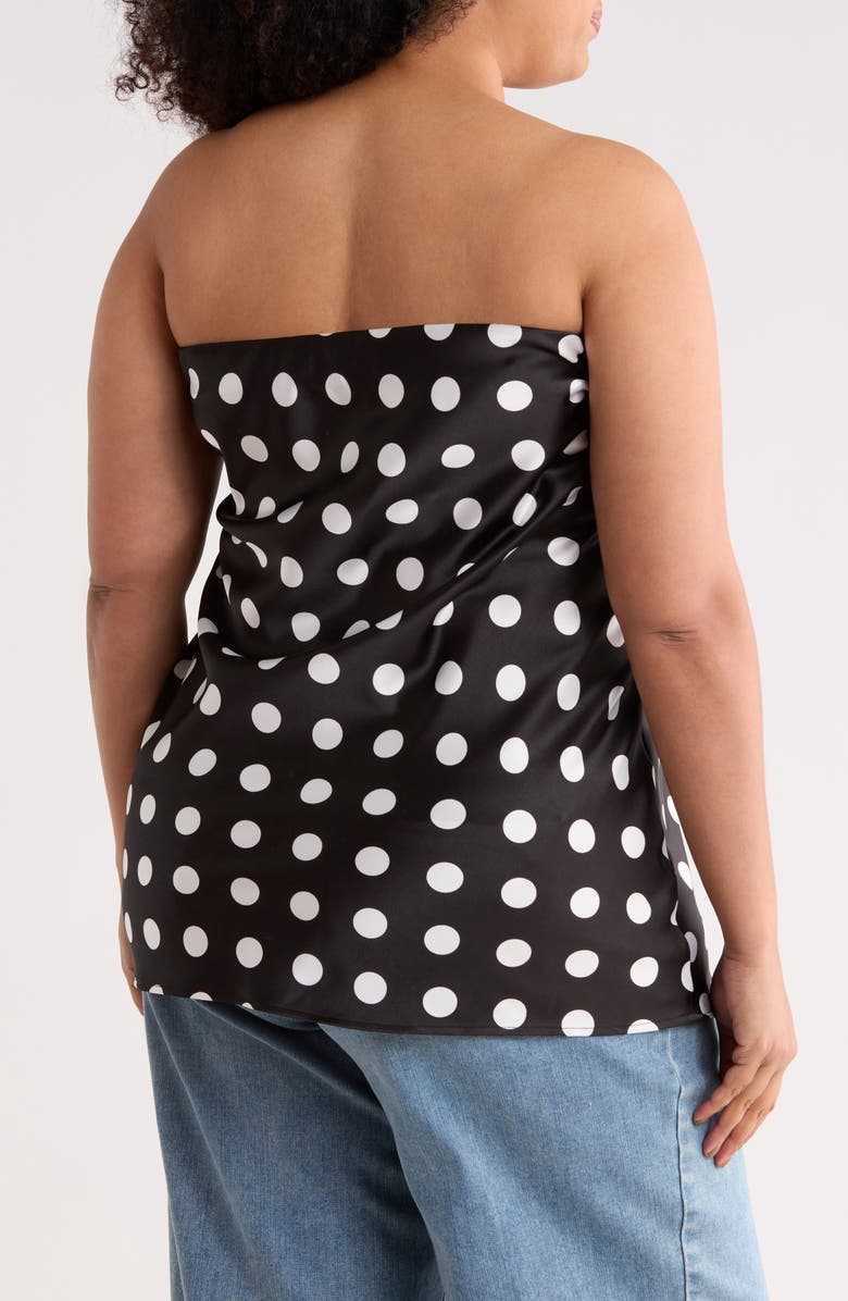 Renee C Polka Dot Strapless Tunic Top, Alternate, color, Black