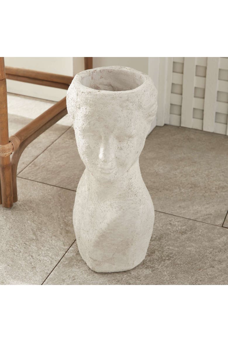 Weathered Garden Female Bust Planter, Alternate, color, White