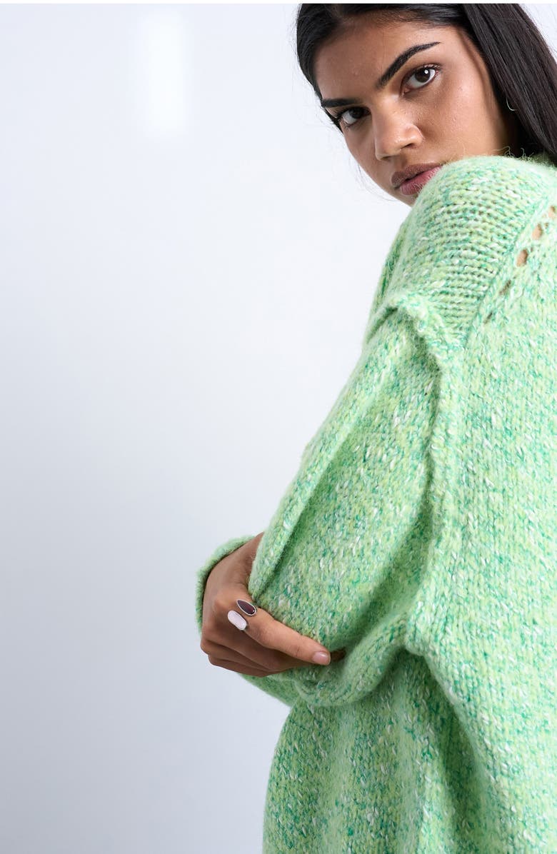 Topshop Oversize Sweater, Alternate, color, Light Green Multi