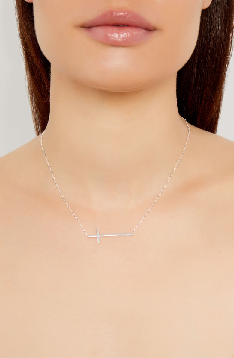 Argento Vivo Sterling Silver Argento Vivo Modern Sideways Cross Pendant Necklace, Alternate, color, 