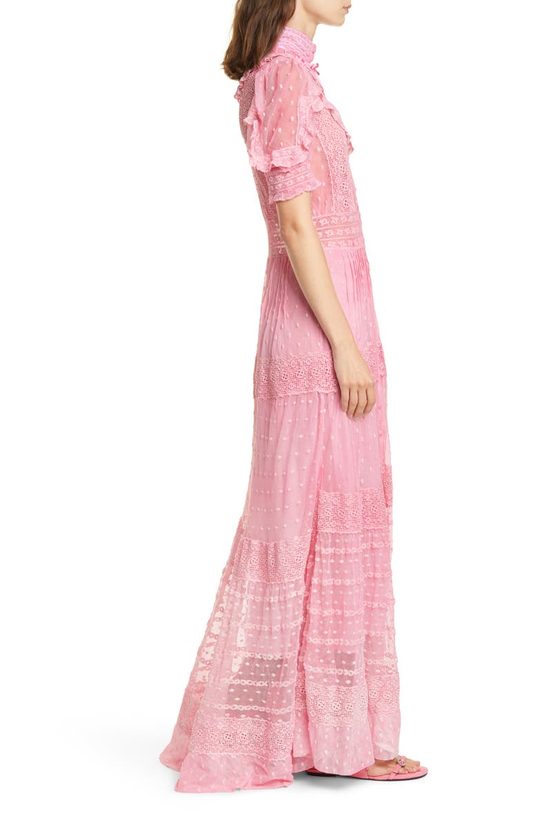 LoveShackFancy Priya Lace & Swiss Dot Maxi Dress, Alternate, color, 