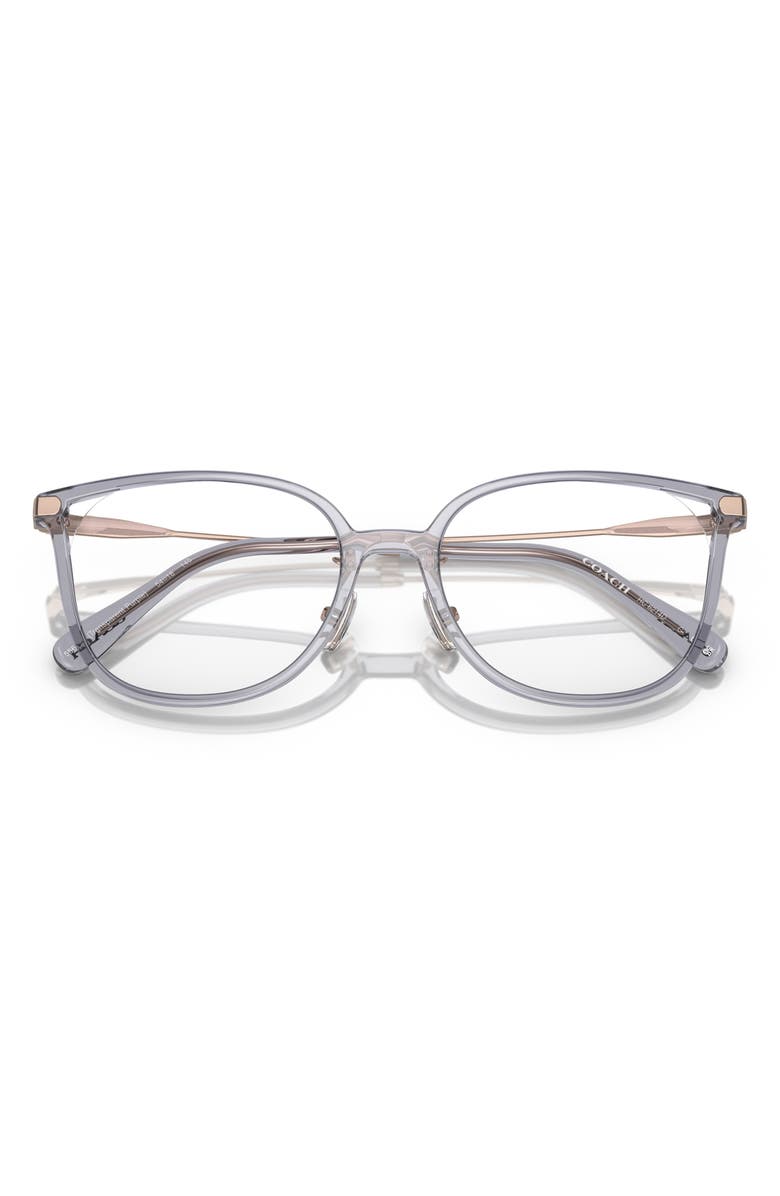 COACH 55mm Square Optical Glasses, Alternate, color, Transparent Purple / Demo Lens