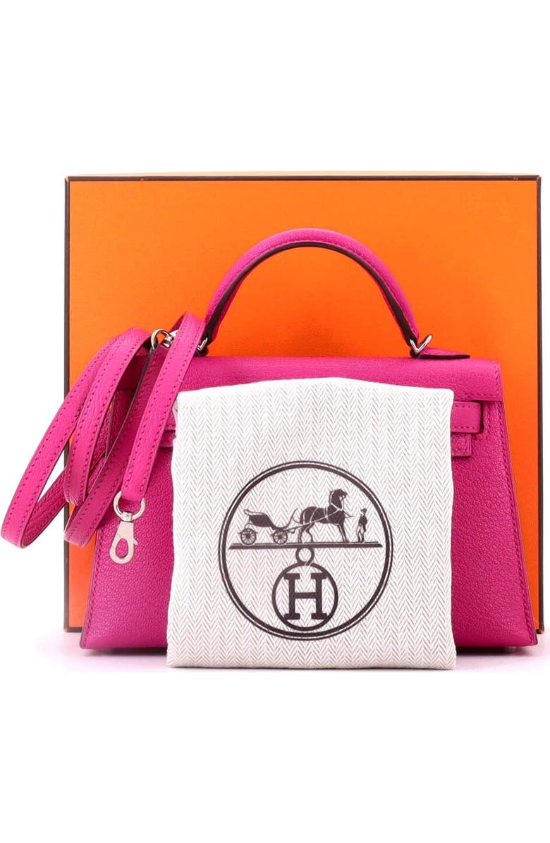 Pre-Owned Hermes Kelly Mini II Bag Pink Chevre Mysore with Palladium Hardware 20, Alternate, color, Rose Pourpre