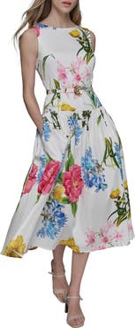 KARL LAGERFELD Print Cotton Midi Dress