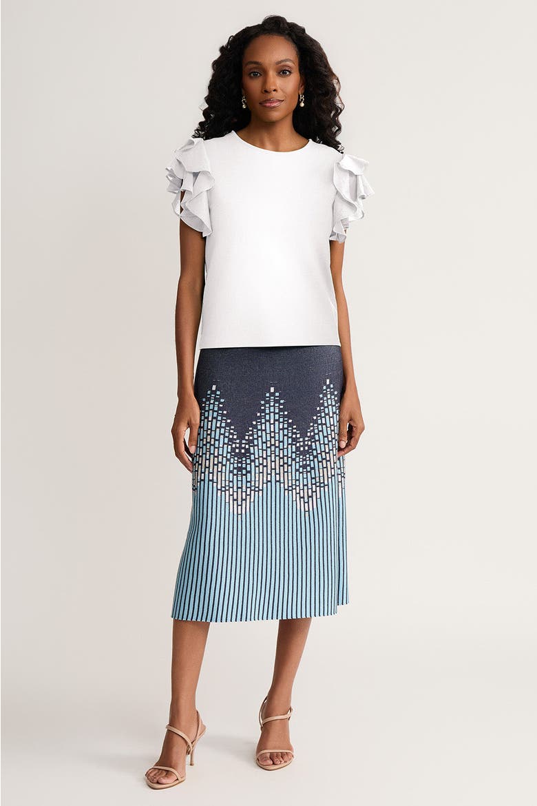 Family Savvy Flutter Sleeve Mixed-Media Top, Alternate, color, White
