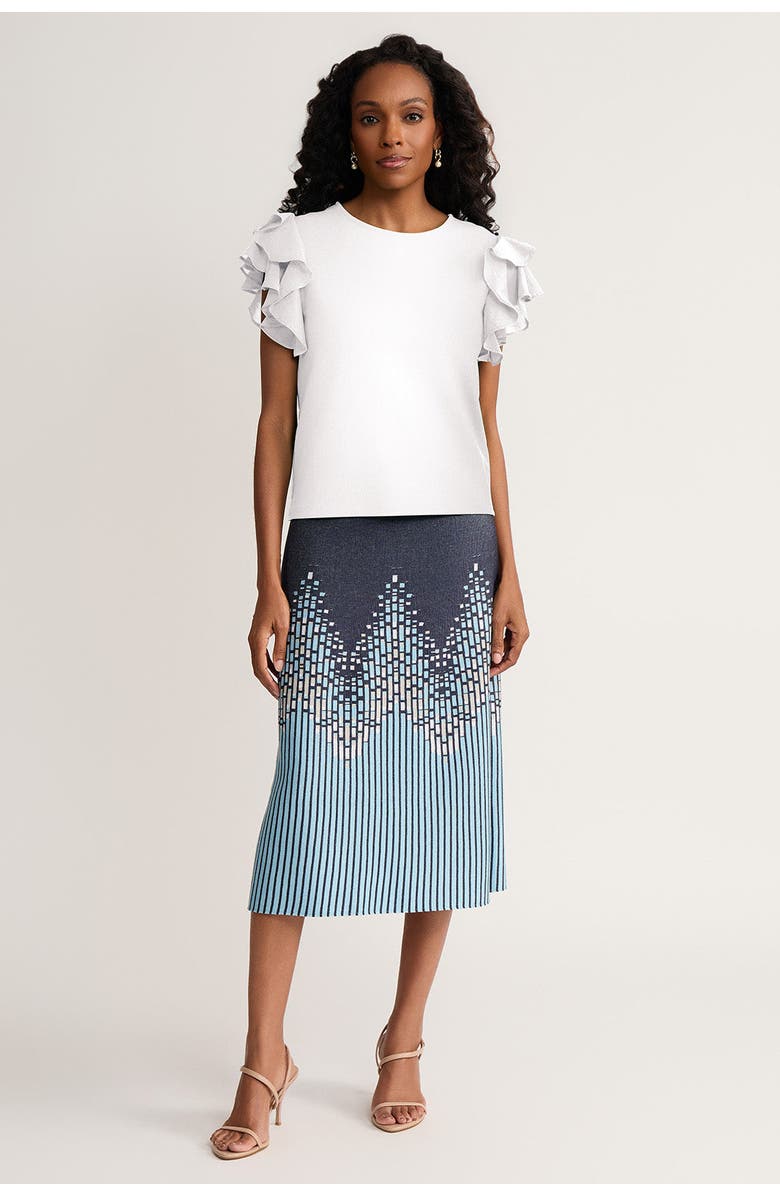 Ming Wang Family Savvy Flutter Sleeve Mixed-Media Top, Alternate, color, White