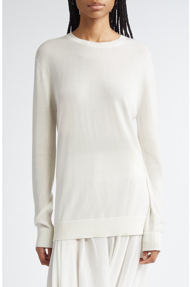 Long Sleeve Knit T-Shirt, Main, color, WHITE