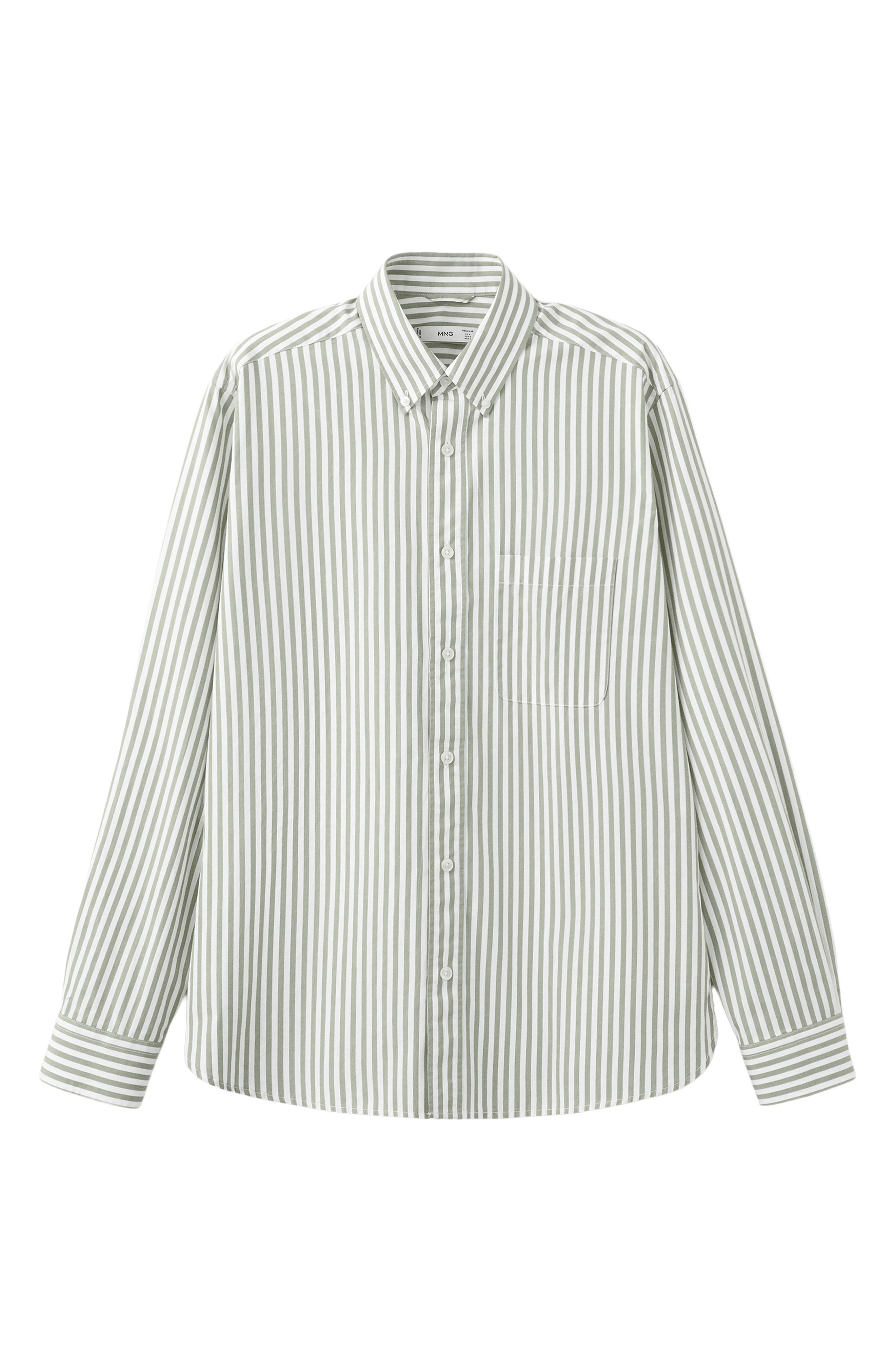 Мужские MANGO Regular Fit Stripe Button-Up Shirt — фото 5