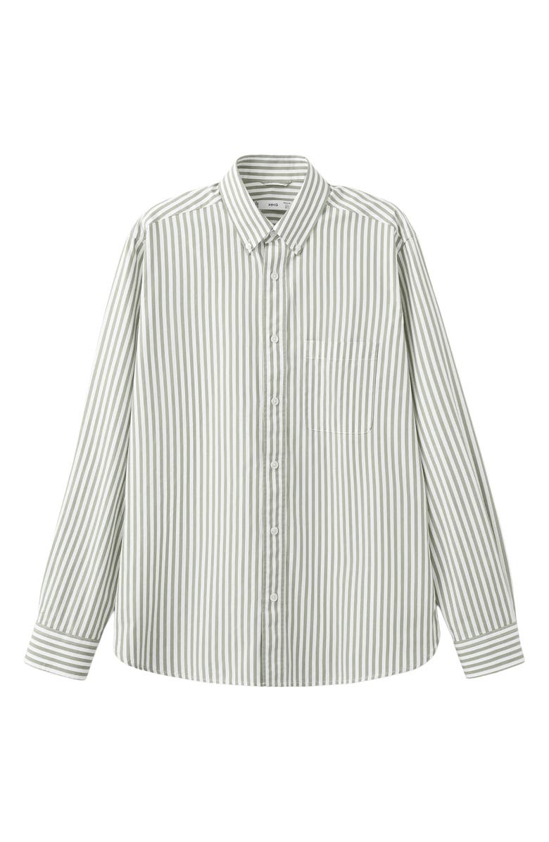 MANGO Regular Fit Stripe Button-Up Shirt, Alternate, color, Pastel Green