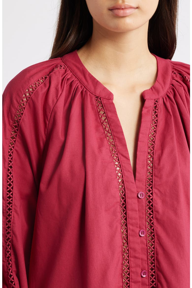 Hart Long Sleeve Cotton & Linen Minidress, Alternate, color, WINE