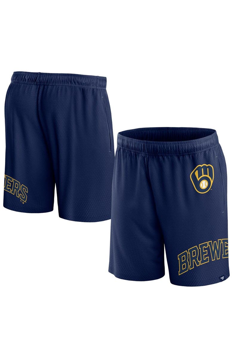 FANATICS Men's Fanatics Branded  Navy Milwaukee Brewers Clincher Mesh Shorts, Main, color, 